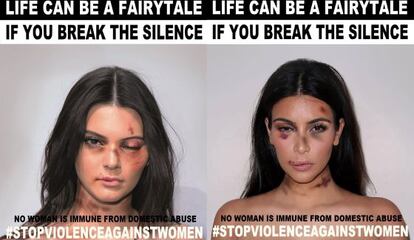 Kendall Jenner y, a la izquierda, Kim Kardashian.