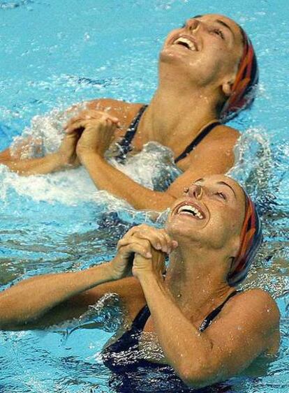 Gemma Mengual y Andrea Fuentes, en un entrenamiento en Pekín.