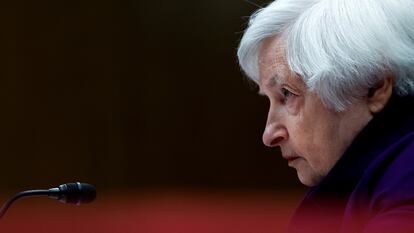 U.S. Treasury Secretary Janet Yellen testifies before a Senate Subcommittee hearing on Biden's proposed budget request for 2024, on Capitol Hill in Washington, U.S., March 22, 2023.