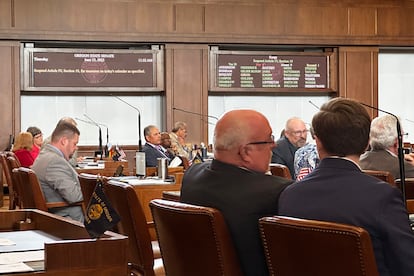 The Oregon Senate is seen during a vote at the state capitol in Salem, Ore, 2023