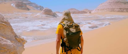 Iosu López en el Desierto Blanco de Egipto.