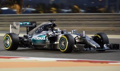 El Mercedes de Hamilton en la clasificación de Bahréin.