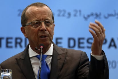 Martin Kobler, el enviado de la ONU para Libia, durante la rueda de prensa en Túnez.