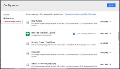 Limpiar datos de las apps en Google Drive.