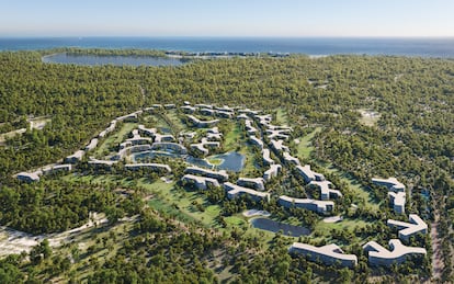 Imagen de la maqueta, con vistas al mar.