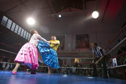 Las Cholitas Luchadoras en octubre en Madrid.