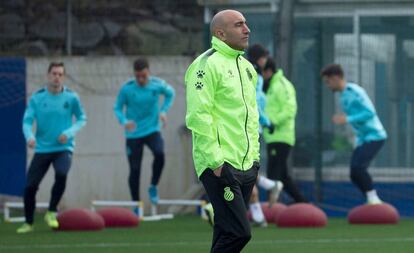 Abelardo, el pasado día 30, en su primer entrenamiento con el Espanyol.