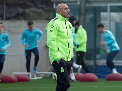 Abelardo, el pasado día 30, en su primer entrenamiento con el Espanyol.