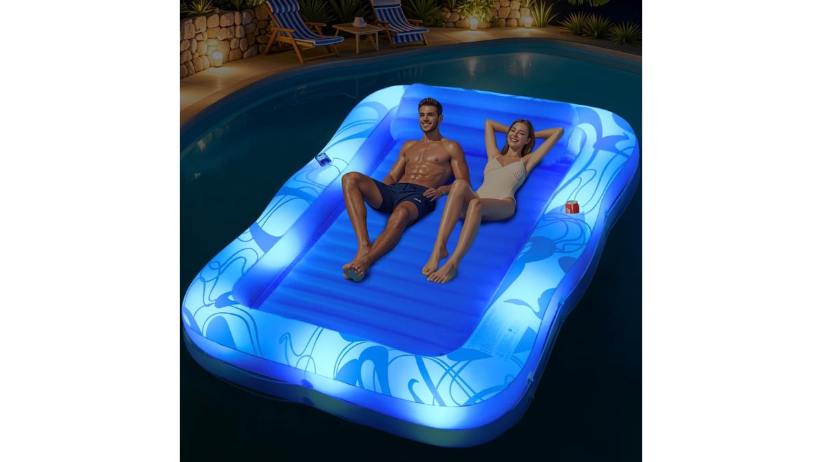Pool mat with solar lights.