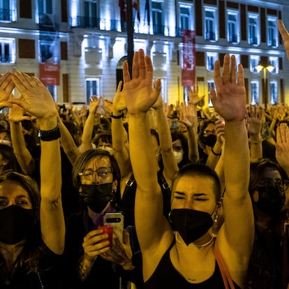 Manifestación en contra de la violencia machista en la Puerta del Sol en Madrid.