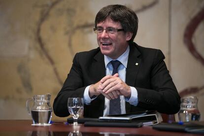 Carles Puigdemont, aquest dimarts a la reuni&oacute; del Govern.