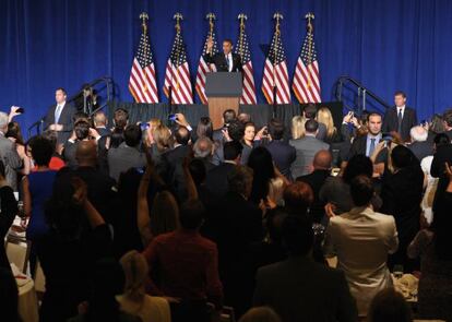 Barack Obama da un discurso en Miami, Florida.