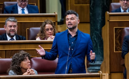 El portavoz de ERC, Gabriel Rufián, interviene en la sesión de control al Gobierno de este miércoles.