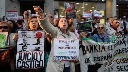 Protesta de preferentistas de Bankia en Madrid.