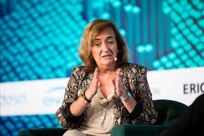 La presidenta de Airef, Cristina Herrero, interviene durante la segunda jornada del foro CREO 2025, el 29 de mayo.
