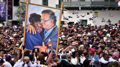 Seguidores del presidente de Colombia, Gustavo Petro, en Bogotá, el pasado 7 de agosto.