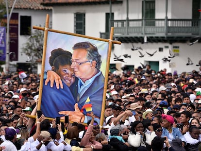 Seguidores del presidente de Colombia, Gustavo Petro, en Bogotá, el pasado 7 de agosto.