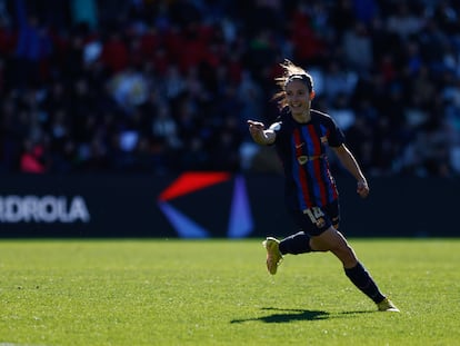 Aitana Bonmatí celebra uno de sus dos goles en la final de la Supercopa contra la Real Sociedad.