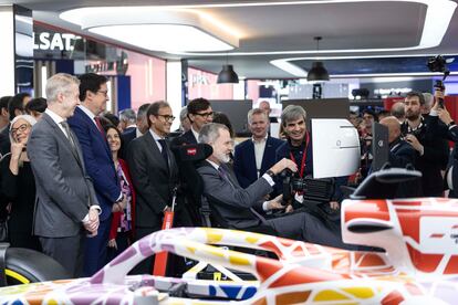 El rey Felipe VI en el Mobile World Congress, esta mañana en Barcelona.