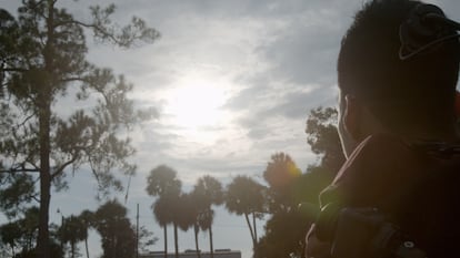 Carlos Candelario visits a park that’s near his Florida home.