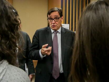 El ministro de Sanidad, Salvador Illa, durante una rueda de prensa para informar sobre el cambio de escenario por la epidemia de Covid-19.