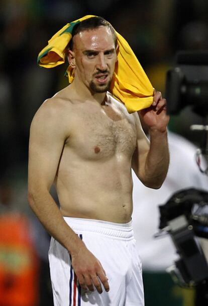 Frank Ribery, tras terminar el partido frente Sudáfrica. Francia ha quedado eliminada al concluir el último de su grupo en la primera fase del Mundial.