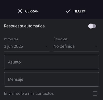 Uso de respuesta automática en Gmail