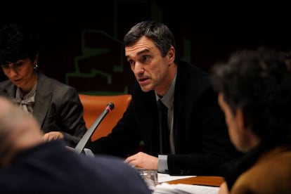 Jonan Fernández, en un momento de su comparecencia en el Parlamento.