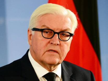 El ministro de Exteriores, Frank-Walter Steinmeier, el pasado viernes, durante una rueda de prensa en Berl&iacute;n.