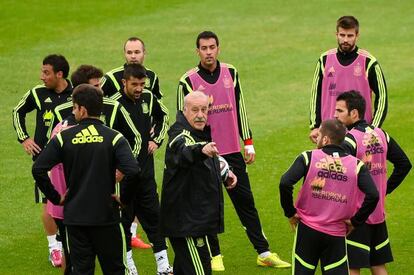 Del Bosque, en un entrenamiento de la selección.