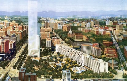 Proyecto urbanístico de 1973 para los terrenos donde se alza el estadio Santiago Bernabéu.