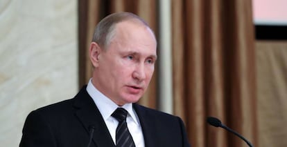 Vladimir Putin, durante la dirección del Servicio Federal de Seguridad de este jueves.
