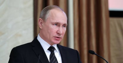 Vladimir Putin, durante la direcci&oacute;n del Servicio Federal de Seguridad de este jueves. 