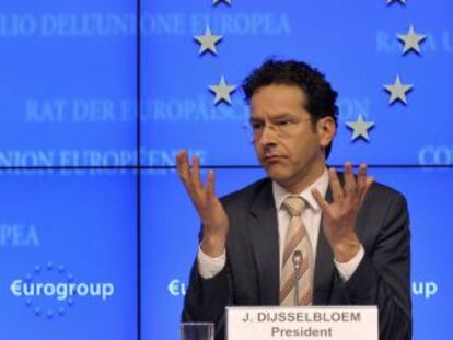 El presidente del eurogrupo, derecha, junto a la directora gerente del FMI.