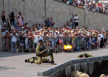 Marines rusos celebran el d&iacute;a de la Armada en Sebastopol el pasado 31 de julio.