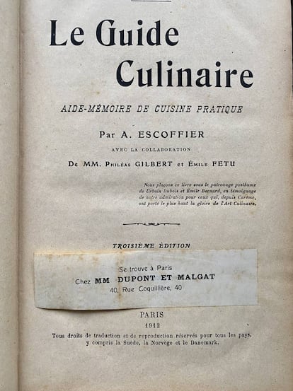 Le Guide Gulinaire de Escoffier, donde recoge la receta de la olla podrida. J.C. CAPEL