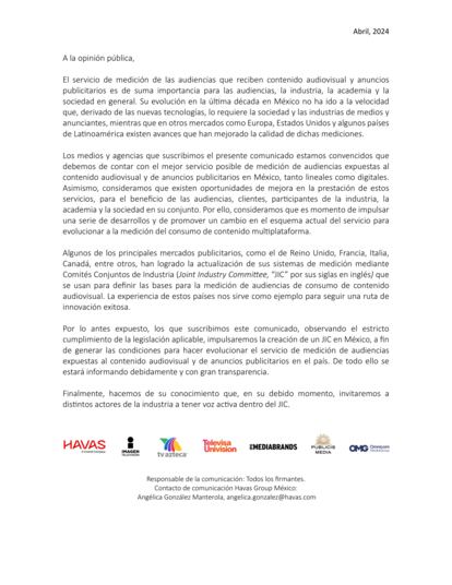 Comunicado publicado en abril de 2024.