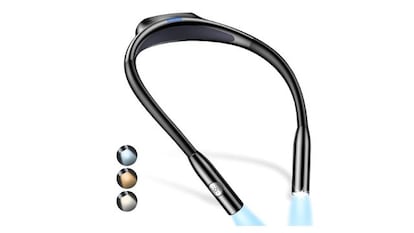 Lámpara de lectura flexible para el cuello con 3 niveles de luz y función de memoria. COMPRA POR 16,59€