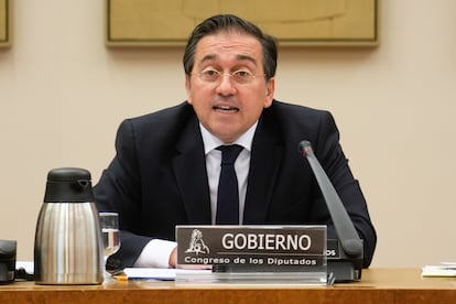 El ministro de Asuntos Exteriores, José Manuel Albares, durante su comparecencia en comisión en el Congreso el viernes pasado.