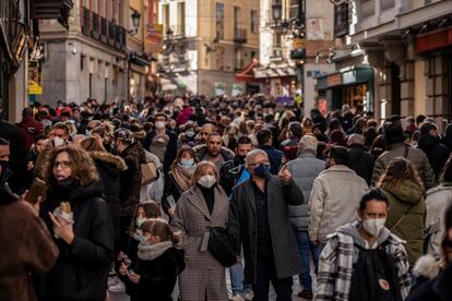 A crowded street in the center of Madrid on Monday.