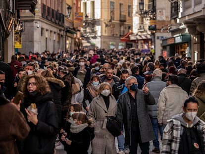 A crowded street in the center of Madrid on Monday.
