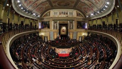 Hemiciclo del Congreso de los Diputados durante el acto de conmemoración de la Constitución Española.