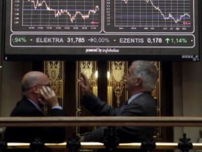 Patio de operaciones de la Bolsa de Madrid