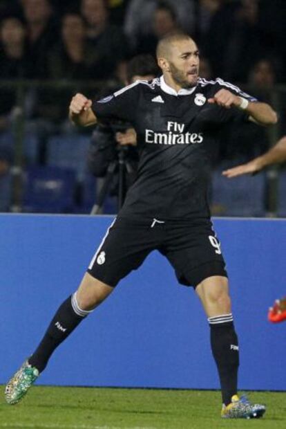 Benzema celebra el segundo gol al Ludogorets