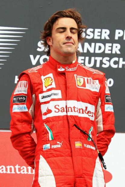 Alonso, en el podio de Hockenheim.