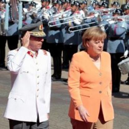 Angela Merkel a su llegada a Chile