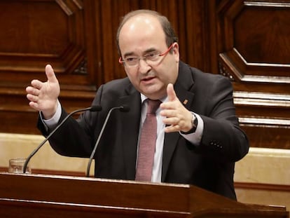Miquel Iceta, en un momento del debate en el Parlament.