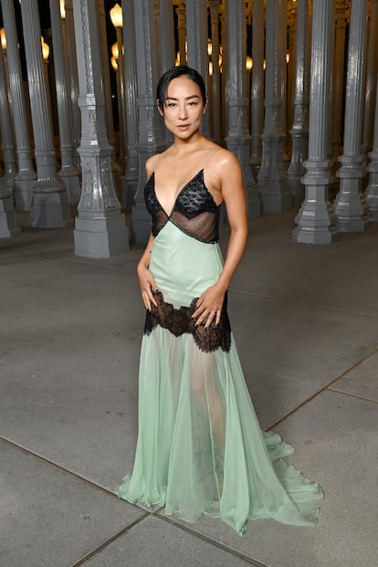 Greta Lee, the star of 'Past Lives,' in a Gucci gown.