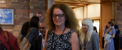 Isabel Schnabel, consejera del Banco Central Europeo (BCE), acudiendo a una cena en el simposio de política monetaria, en Jackson Hole (Wyoming, Estados Unidos).