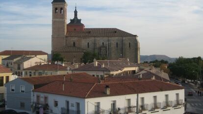 Vista panor&aacute;mica de Meco, con la iglesia al fondo.